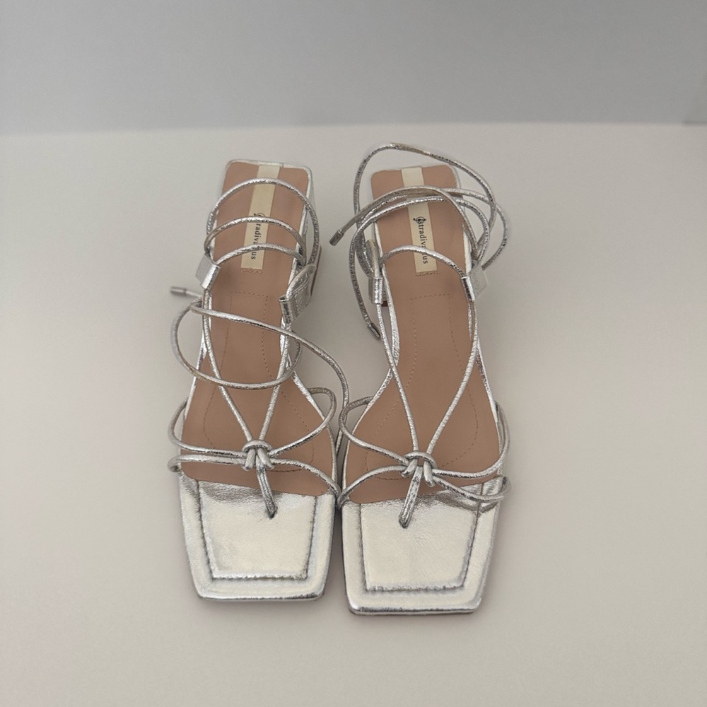 Stradivarius Silver Strappy Heels
